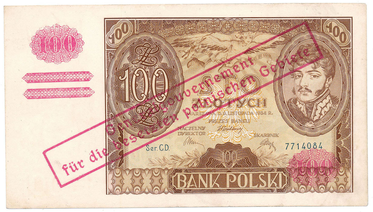100 złotych 1934 - fałszywy nadruk